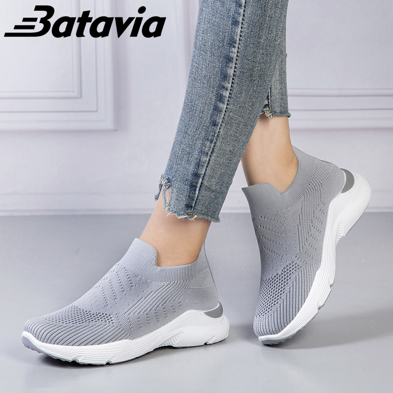 Batavia import sepatu fashion wanita rajutan sepatu olahraga wanita slip on sepatu kasual sepatu kasual terbaru high-end nyaman sepatu wanita kasual A24