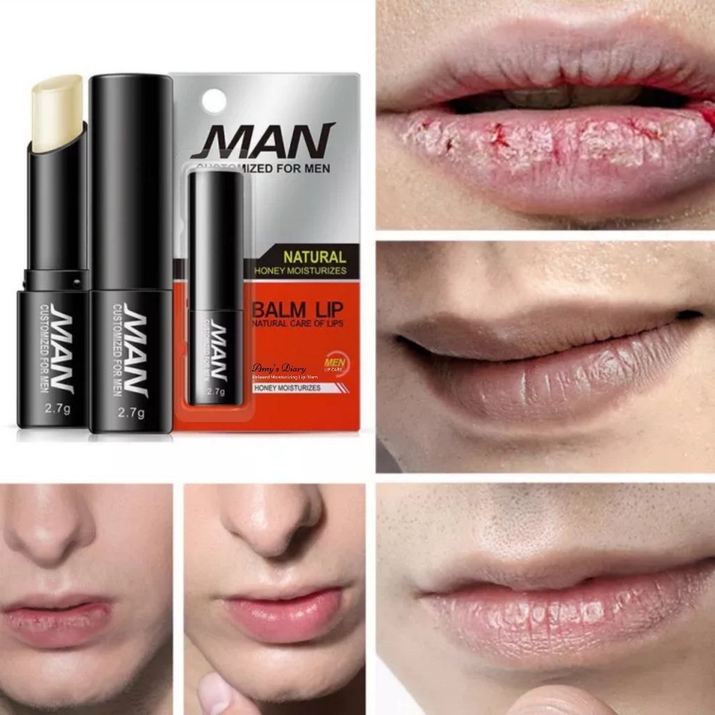 Lip Balm Man,Pelembab bibir Permanen Pria Balm MAN Natural Bibir Kering Lipbalm