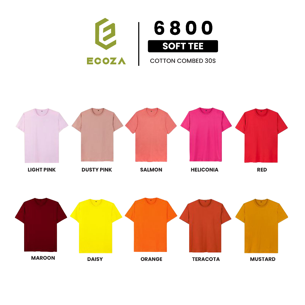 Kaos Polos ECOZA 6800 Combed 30s Soft Tee WARNA 1 -  XS S M L XL