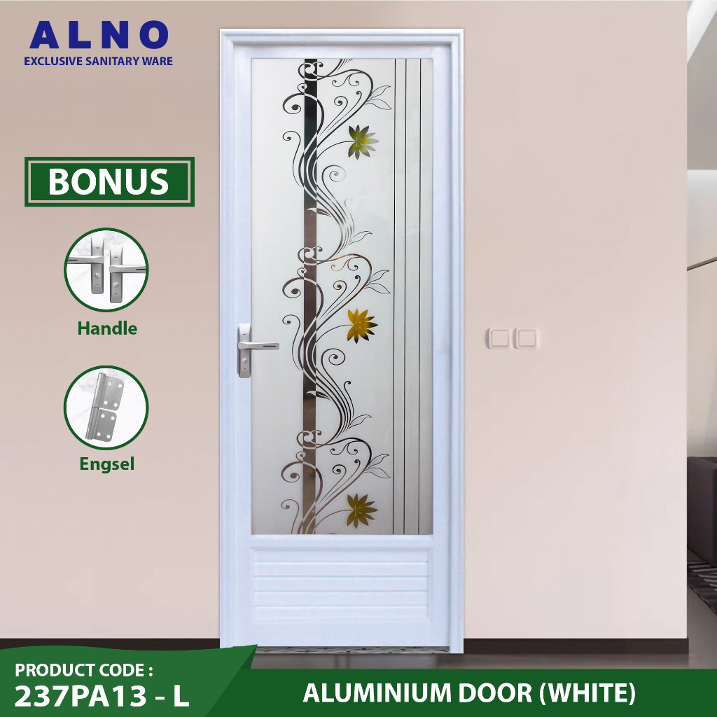 Pintu Kamar Mandi Alno Pintu Toilet Alumunium Putih Bercorak - 237PA13