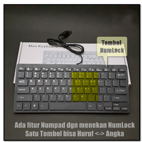 Keyboard gaming komputer pc mini murah kabel silent tipis mini-Hitam/