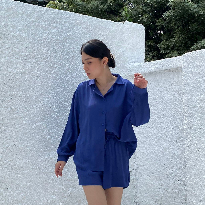 Peach Poppy JASMINE Crinkle Set Premium - Setelan Wanita Celana Pendek Premium