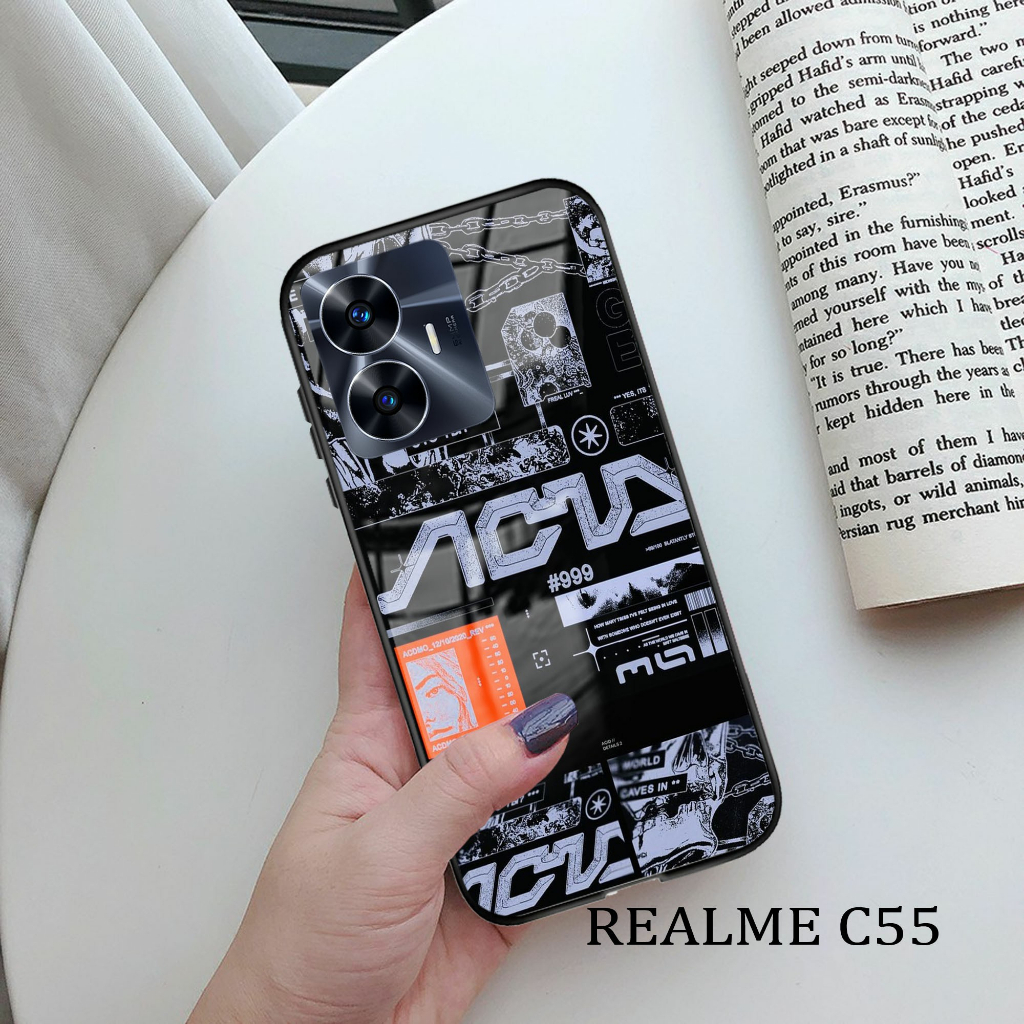 Softcase Glass Kaca Aesthetic [K118] REALME C55 Terbaru Casing Handphone-Pelindung Handphone