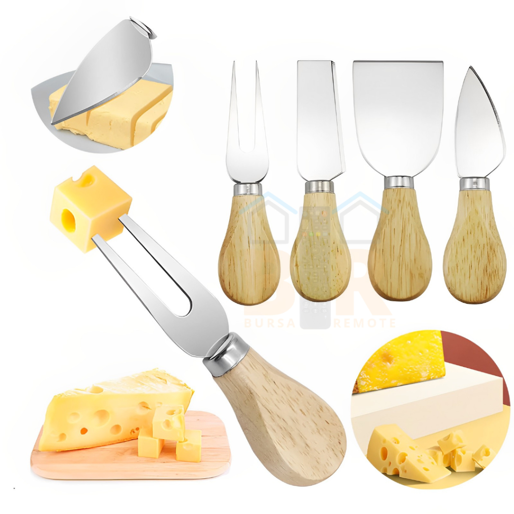 Cheese Butter Knife Set 4 Pcs Pisau Pemotong Keju Oles Selai Mentega Stainless Steel