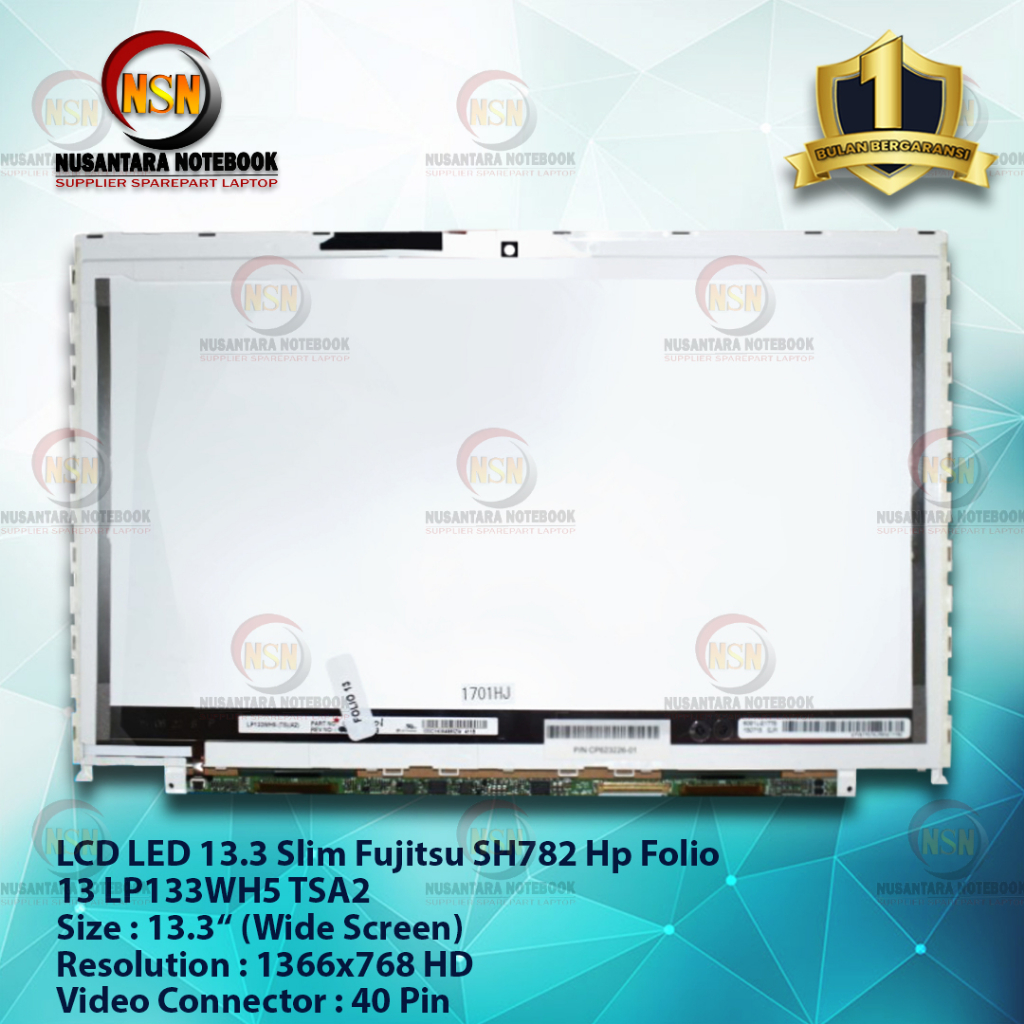 LCD LED 13.3 Slim Fujitsu SH782 Hp Folio 13 LP133WH5 TSA2 40Pin HD