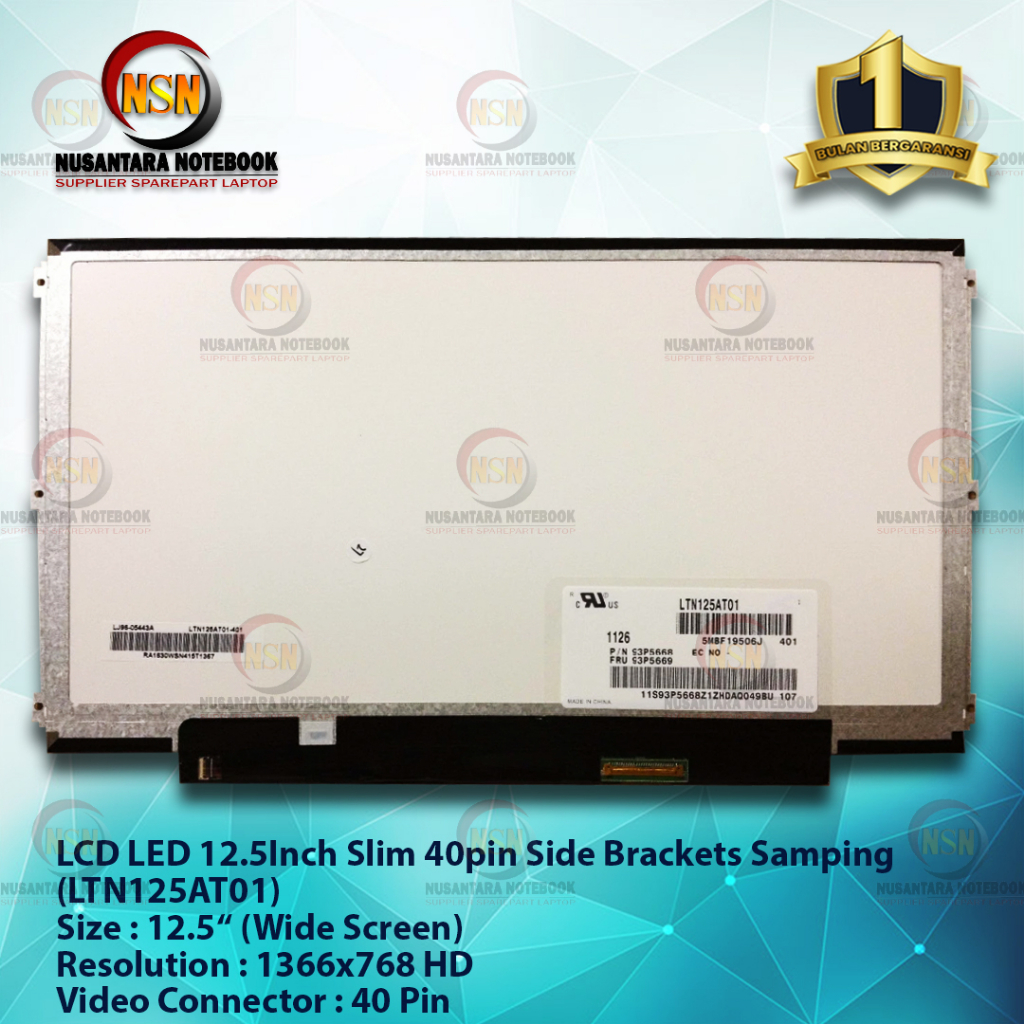 LCD LED 12.5 Slim 40pin Side Brackets Kuping Samping LTN125AT01