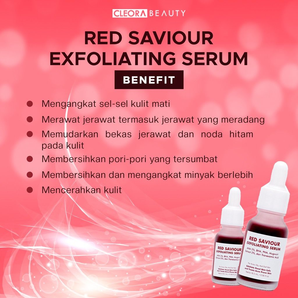 BPOM Cleora Red Savior Exfoliating Serum Eksfoliasi Exfo Exfoliating Serum