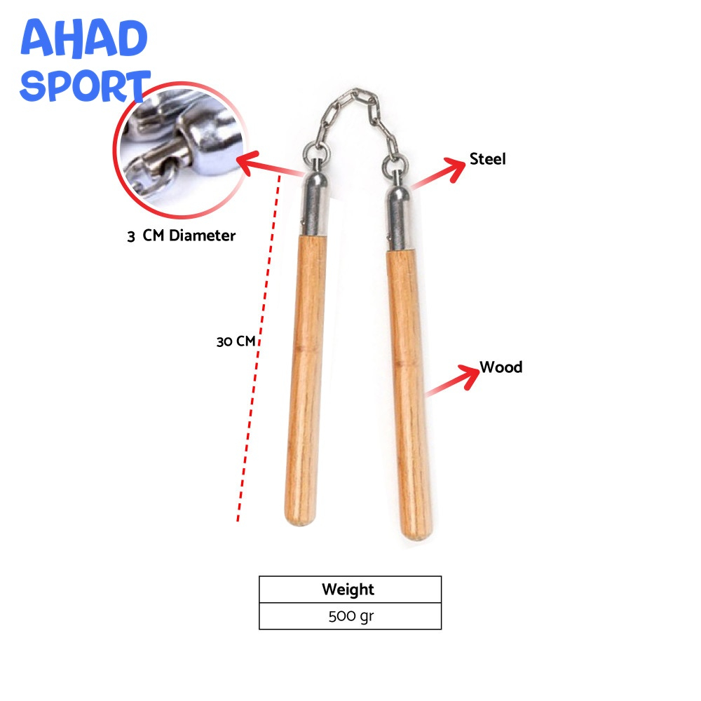 Double Stick XL BUSHIDO Nunchaku Wood