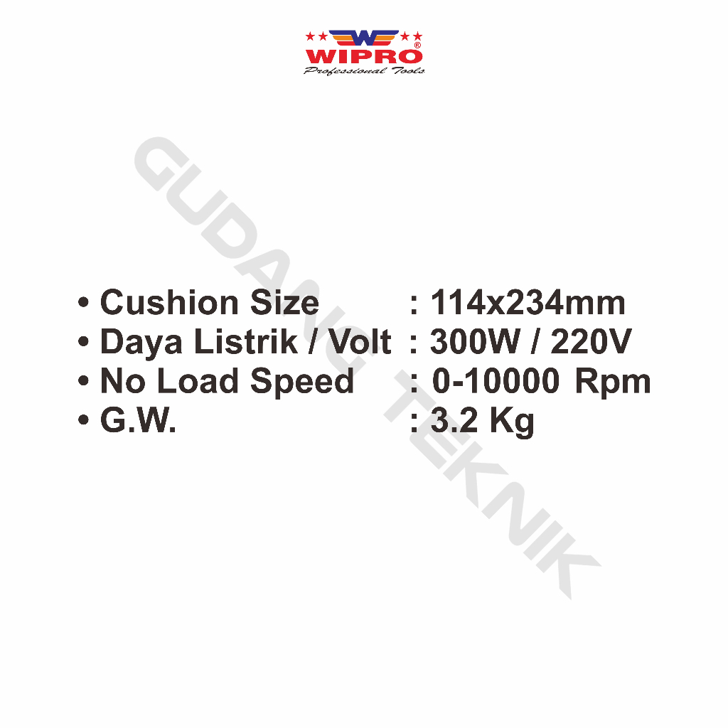 Mesin Amplas Sander 300W WIPRO W-4933 / Mesin Palm Sander Elektrik 220V - Finishing Orbital Sander WIPRO W4933