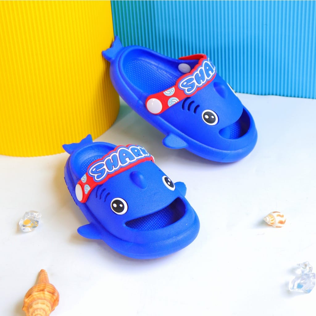 HappyOliver Sandal HEPI SHARK Anak Laki laki Perempuan Bahan Bagus Model Lucu Import Termurah Kekinian