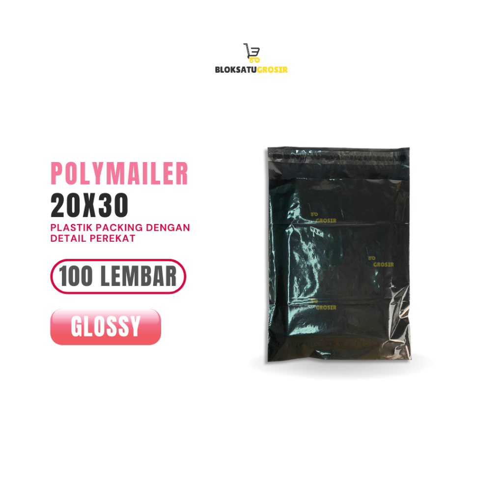 

Plastik Kantong Polymailer Hitam Glossy 20x30 cm isi 100 lembar Premium Plastik Packing Masker Packing Kosmetik Plastik Lem