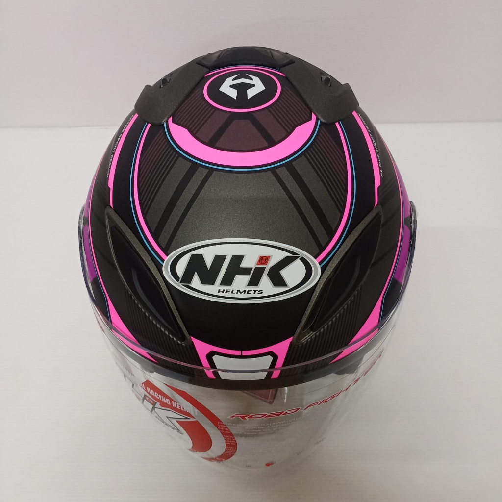 HELM NHK R6 MOTIF WAVE BLACK PINK DOFF HALF FACE