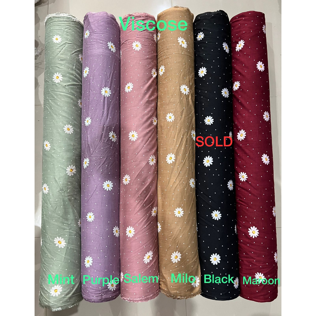 BISA COD // ECER KAIN METERAN // HARGA PER 0,5M // RAYON VISCOSE // MOTIF POLKADOT DAISY ZEBRA BUNGA