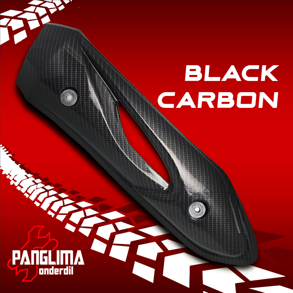 Pelindung Knalpot Beat Karbu Hitam-Light-Karbon-Black Carbon Cover Tutup-Penutup-Tameng Kenalpot-Muffler-Exhaust Lama-Carbu-Old