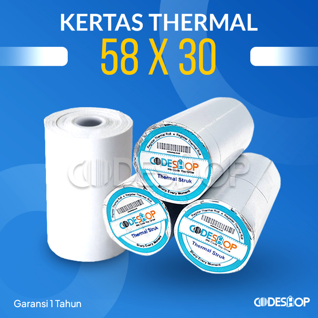 Kertas Thermal Codeshop 57x30 mm Struk Kasir 58x30