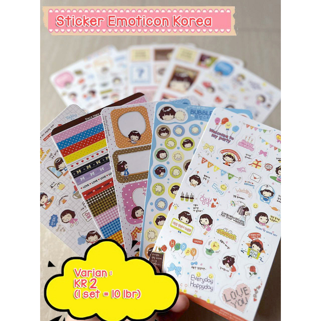 KR 3 Stiker Sticker Mini Lucu Mungil Emotikon Emoticon Motif Korea Korean Vintage Untuk Tempelan Buku kertas Case Casing Chasing HP Handphone Vintage Toples Botol Seticker Tumbler Gelas Buku Diary Kado Unik Murah