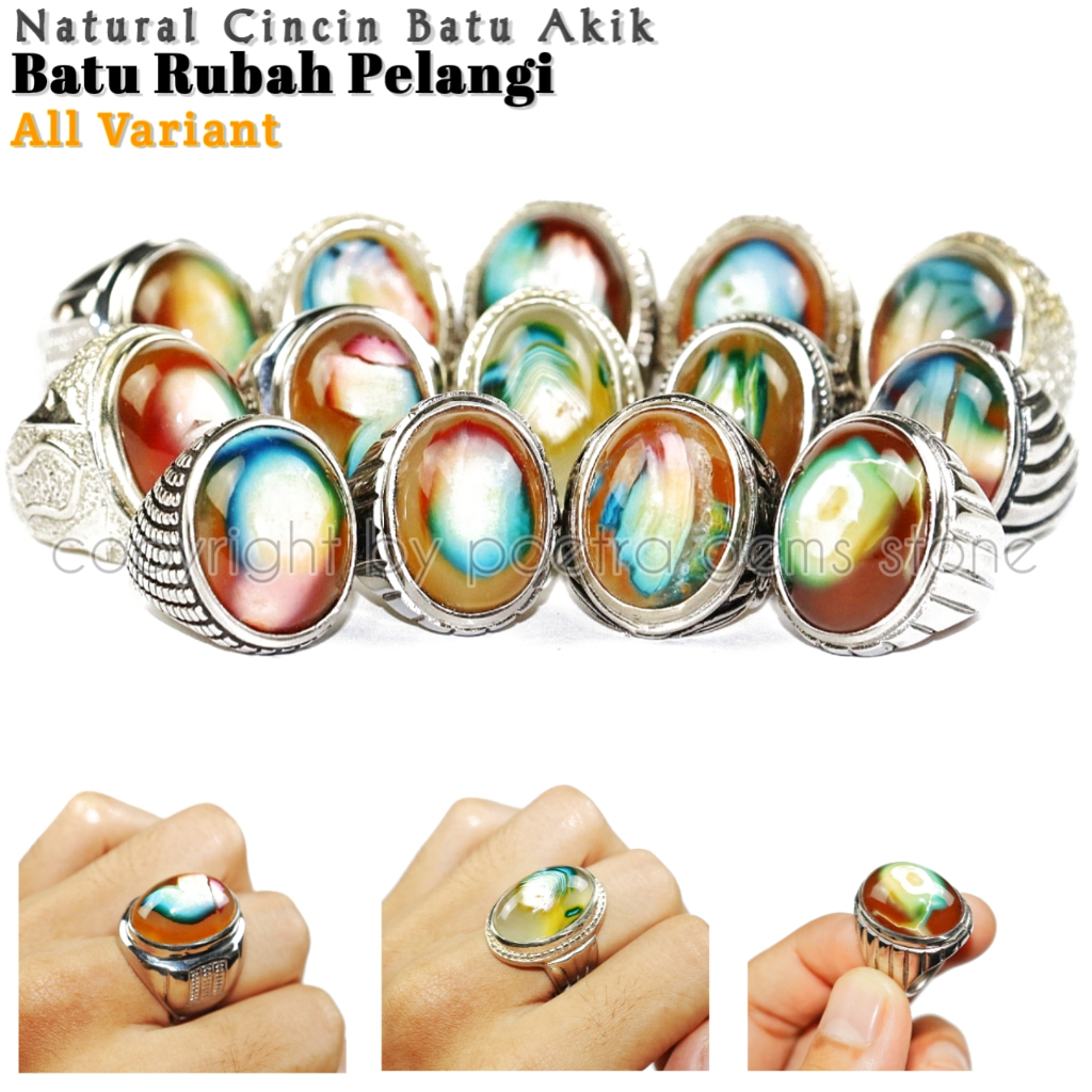 Natural Cincin Batu Akik Rubah Pelangi All Variant