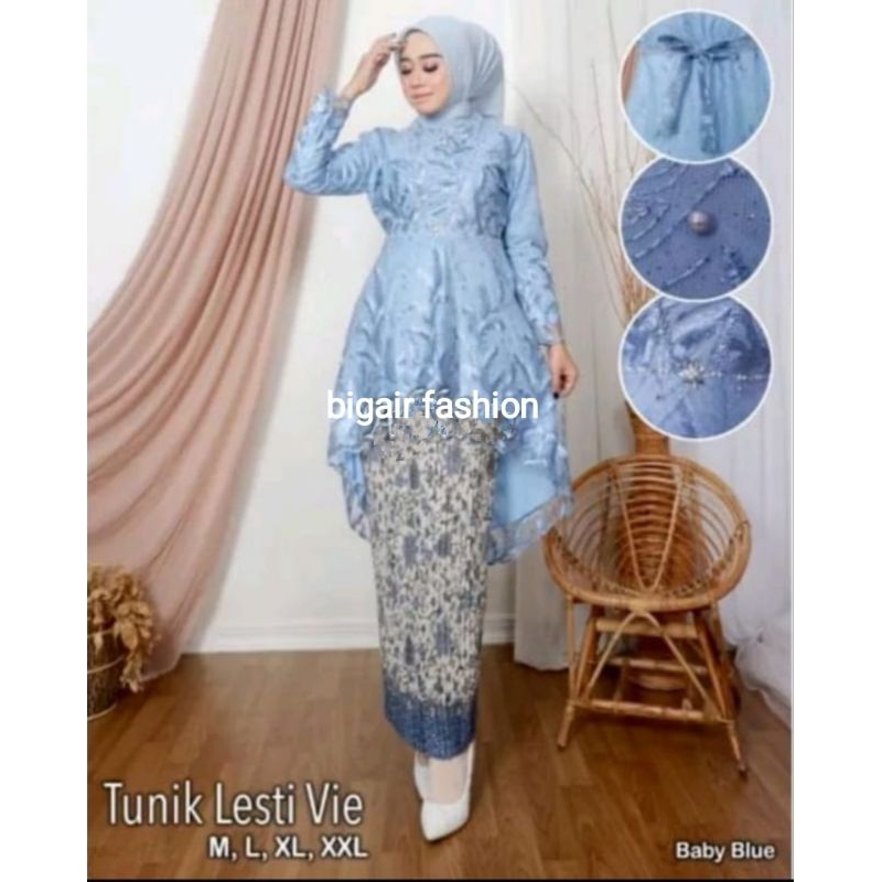 Bigair fashion kebaya modern kebaya tunik lesty v payet atasan tunik tulle kebaya wisuda kebaya lamaran kebaya pesta