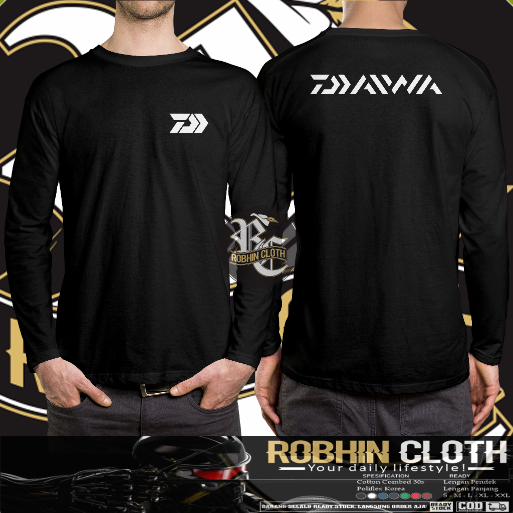 Kaos Baju Mancing Daiwa Logo 2 Lengan Panjang Kaos Sport