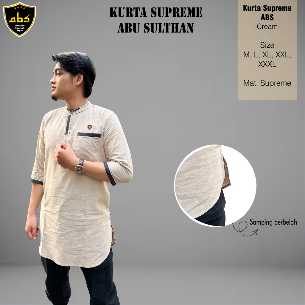 Abu Sulthan Koko Kurta pakistan | Koko Kurta Premium Tangan 3/4 | material Cotton Supreme Premium| Kemeja Koko Pria Dewasa Tangan 3/4