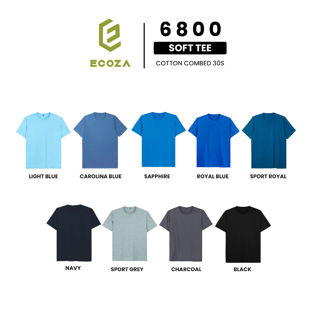 Kaos Polos ECOZA 6800 Combed 30s Soft Tee - WARNA 3 - 2XL 3XL 4XL 5XL JUMBO BIG SIZE