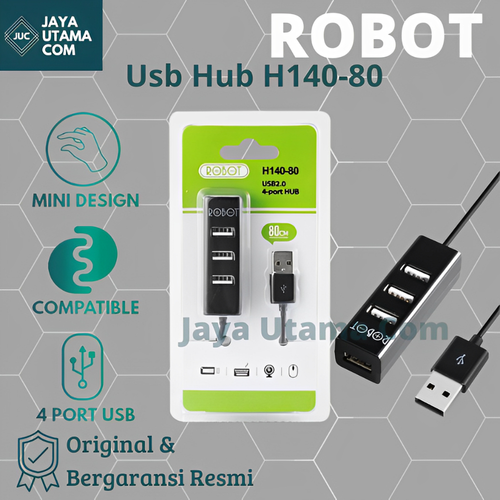 ROBOT 4 Port USB HUB H140-80 (Panjang Kabel 80cm) Original