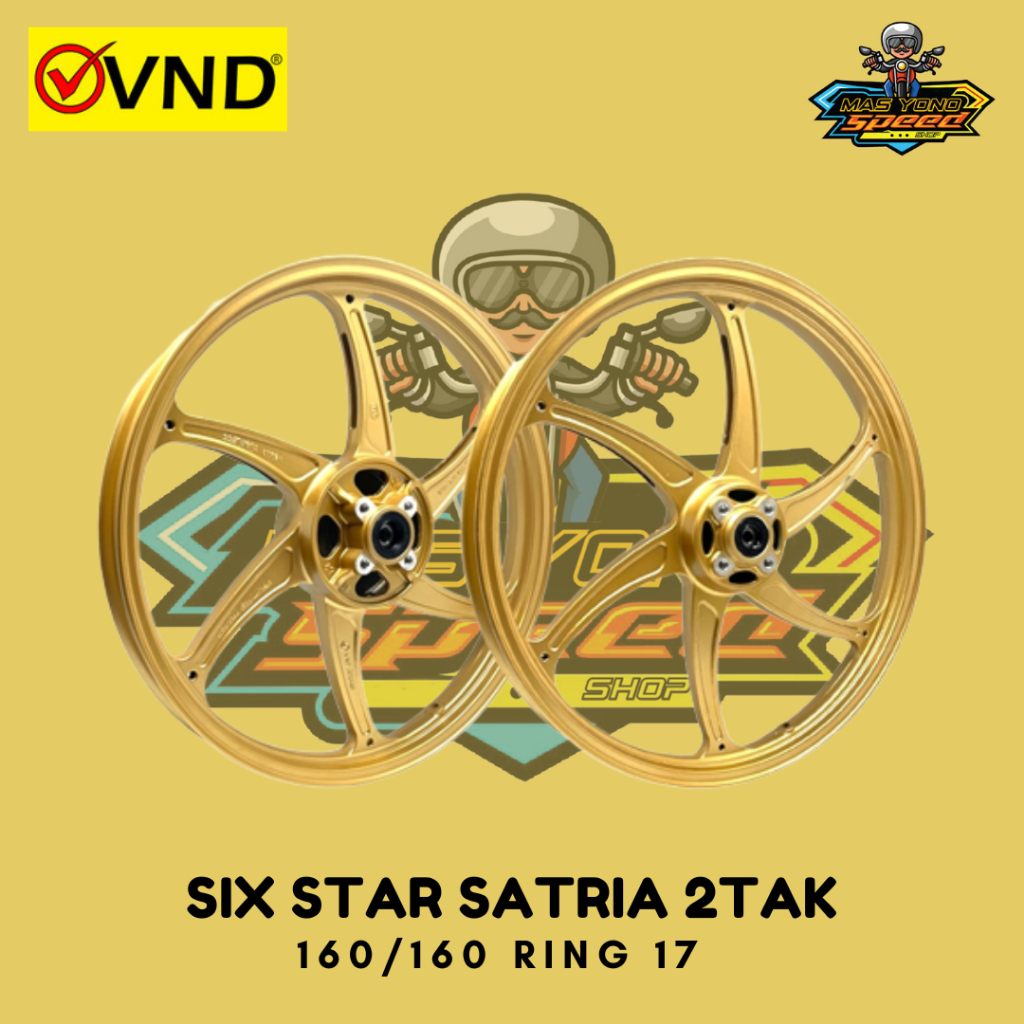 VND Velg Pelg Racing Six Star Ring 17 Satria 2 Tak Set Depan Belakang Ukuran 160 160 Hitam Putih Ema