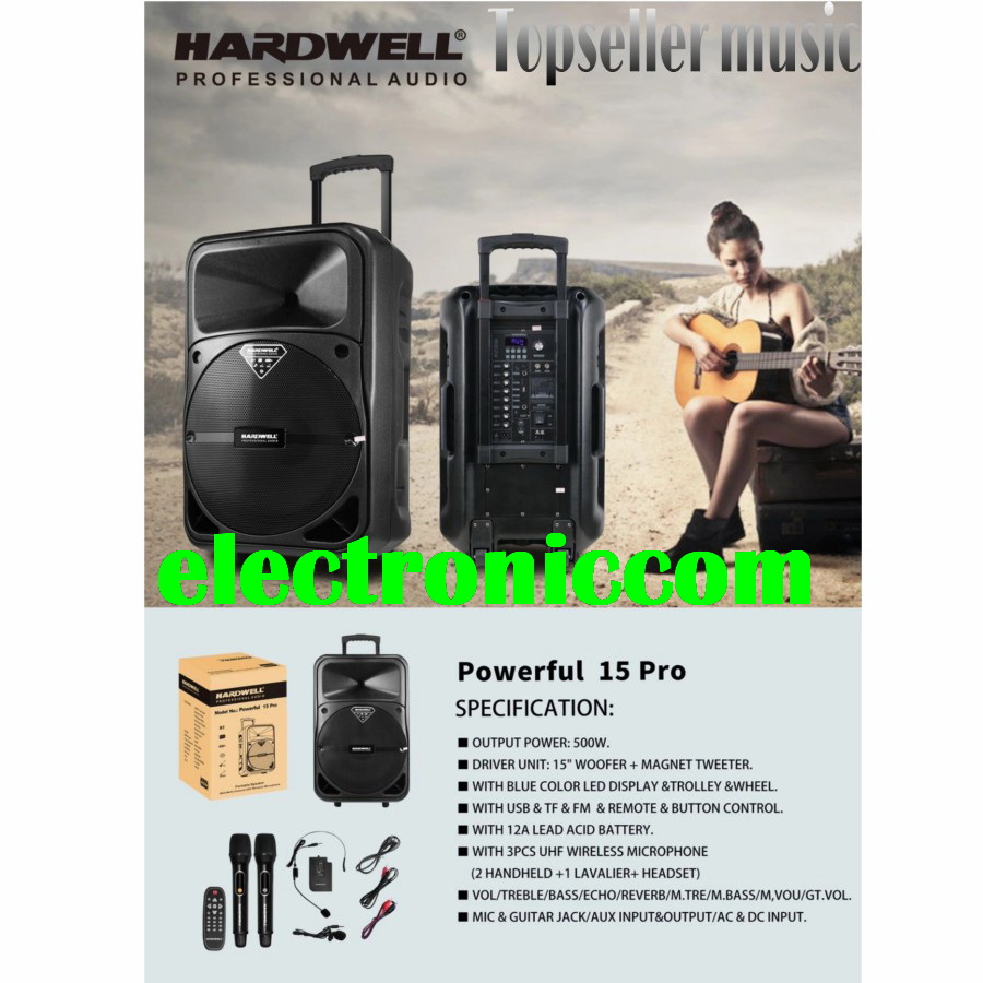 Hardwell Speaker Portable POWERFULL 15PRO - 15 Inch Speaker Hardwell POWERFULL 15 PRO Original