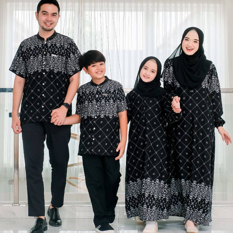 Greenism Sarimbit Motif Zayna &amp; Zayn (Black) Quality Premium Syari'i -  Family Set Sarimbit Greenism