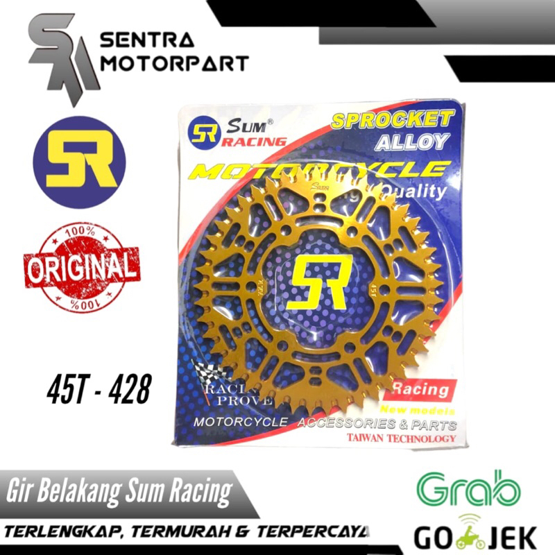 Gir gear belakang scorpio vixion 45 428 alumunium alloy gold sum racing