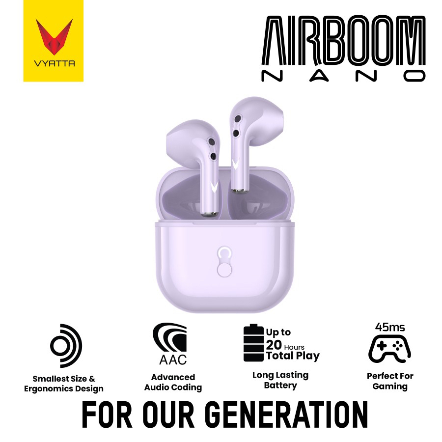 VYATTA Airboom Nano TWS Bluetooth Headset / Earphone , Super Mini