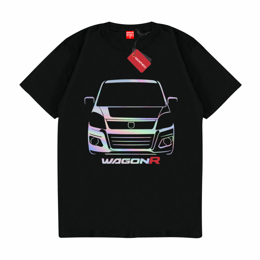 SAKAZUKI Kaos Baju T shirt Distro Unisex Gambar Mobil SUZUKI KARIMUN WAGON R Siluet Hologram