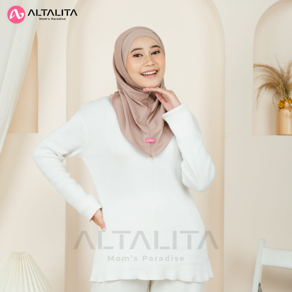 Altalita - Kerudung Bergo Helma Sport Instan Akses Lubang Masker Headset Earphone Kacamata Bahan Jersey Premium Cocok untuk Olahraga Volly Futsal Senam dan Sehari-hari