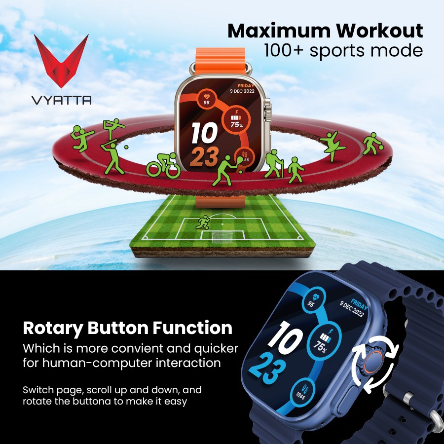 VYATTA FITME U MAX SMARTWATCH LARGE IPS SCREEN 1,96&quot; 100+ SPORT MODE