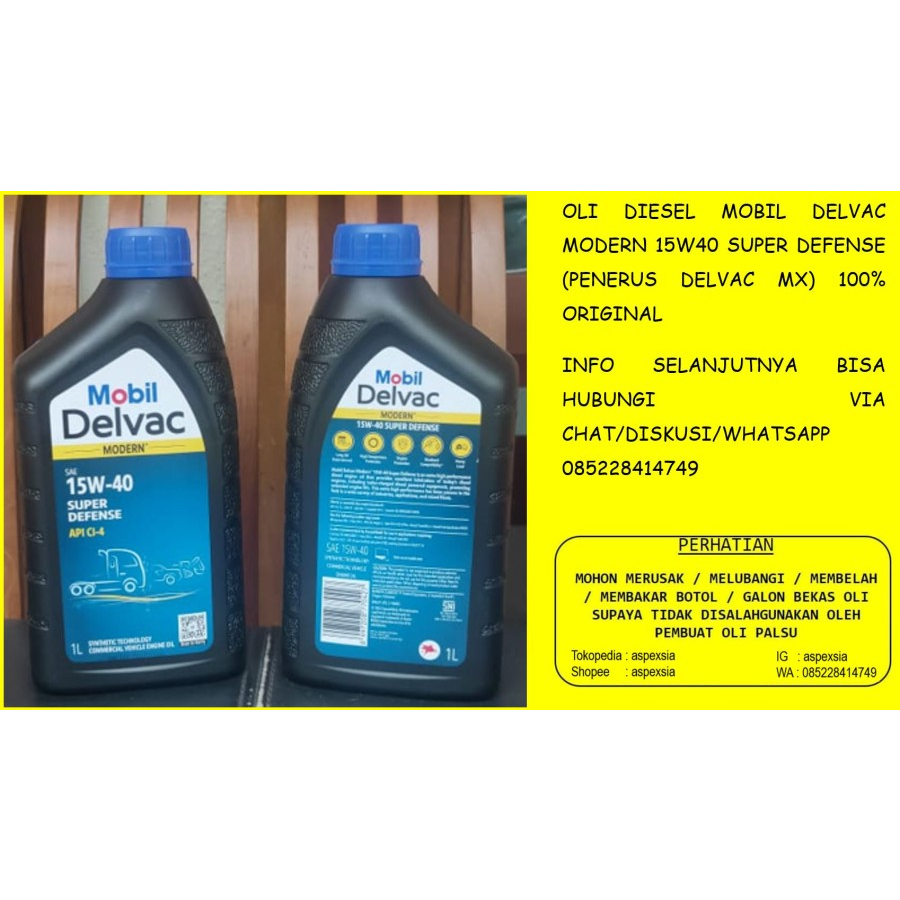 Oli Diesel Mobil Delvac Modern 15W40 Super Defense (Penerus Delvac Mx) Original
