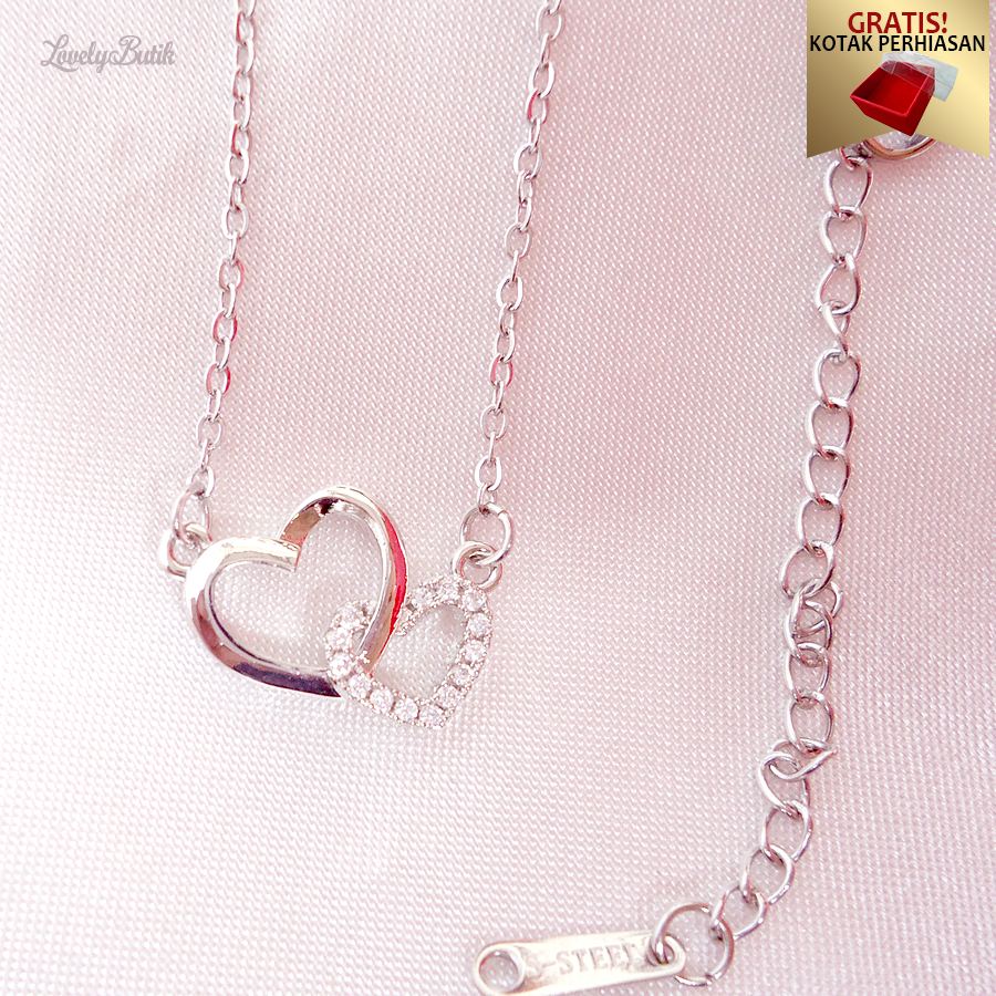 Kalung Titanium Wanita Anti Karat Model Koye Love Korea Terbaru K4y - Lovelybutik