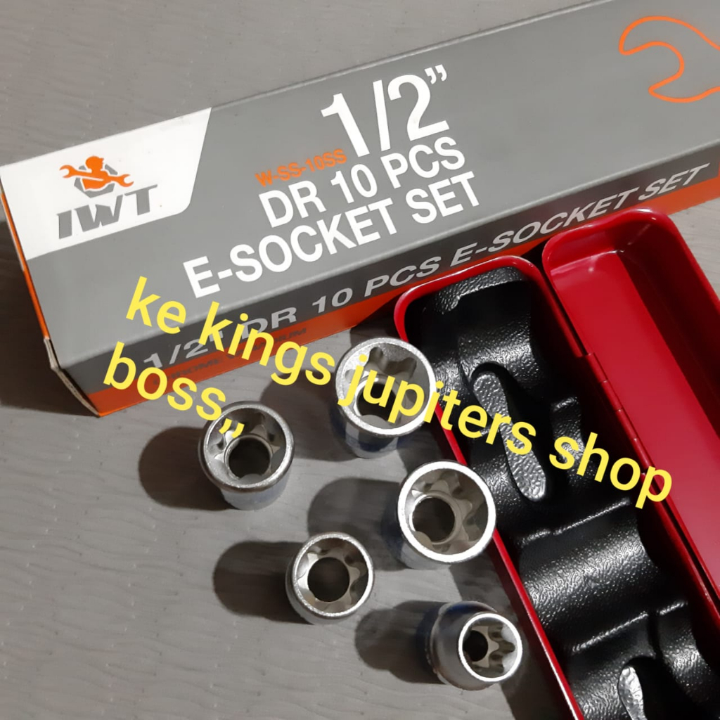 1/2dr segi 6 MATA SOK BINTANG SET type E Merk IWT E8 sd E10 atau Merk MAXPOWER atau ASPEC E8 sd E24 