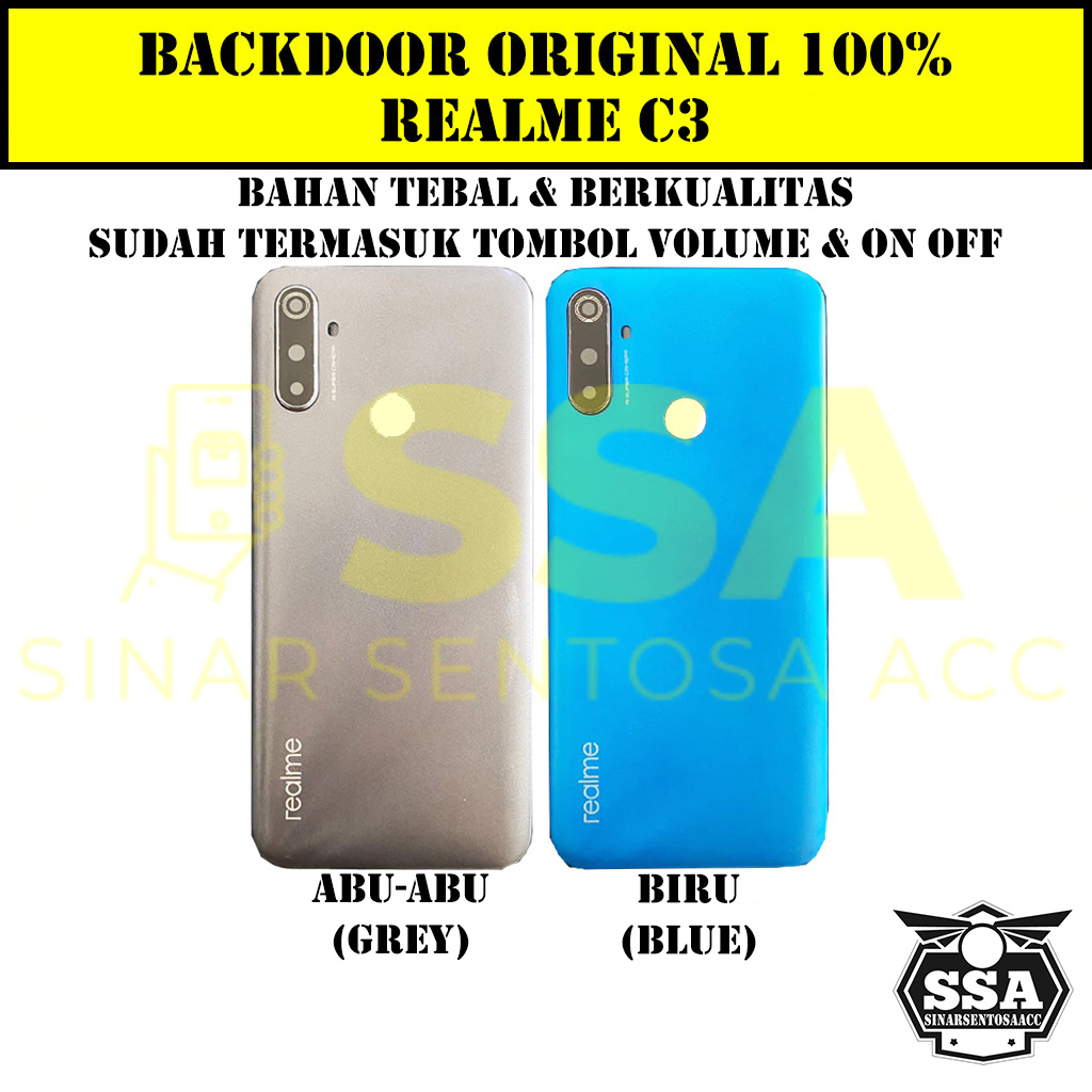 Backdoor Original 100% Realme C3 Tutup Baterai Tutup Belakang Backcover Back cover Real Me C 3 RealmeC3