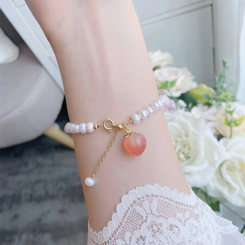 COD❤️Gelang Mutiara Persik Pelajar Wanita Niche Design Sisters Couple Best Friends Gelang-A.one