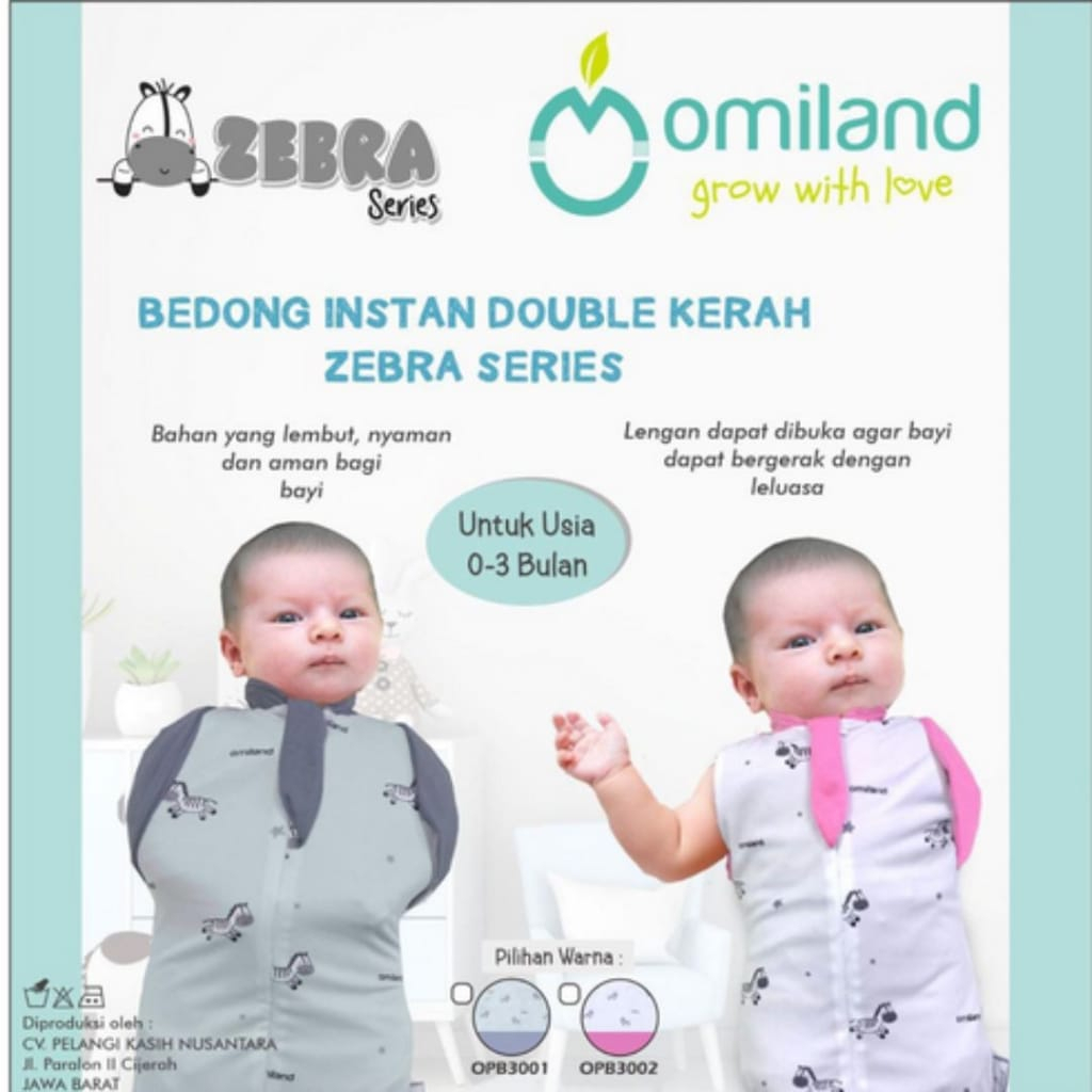 Omiland Bedong Instan Double Kerah Zebra Series Variasi Pink OPB3002