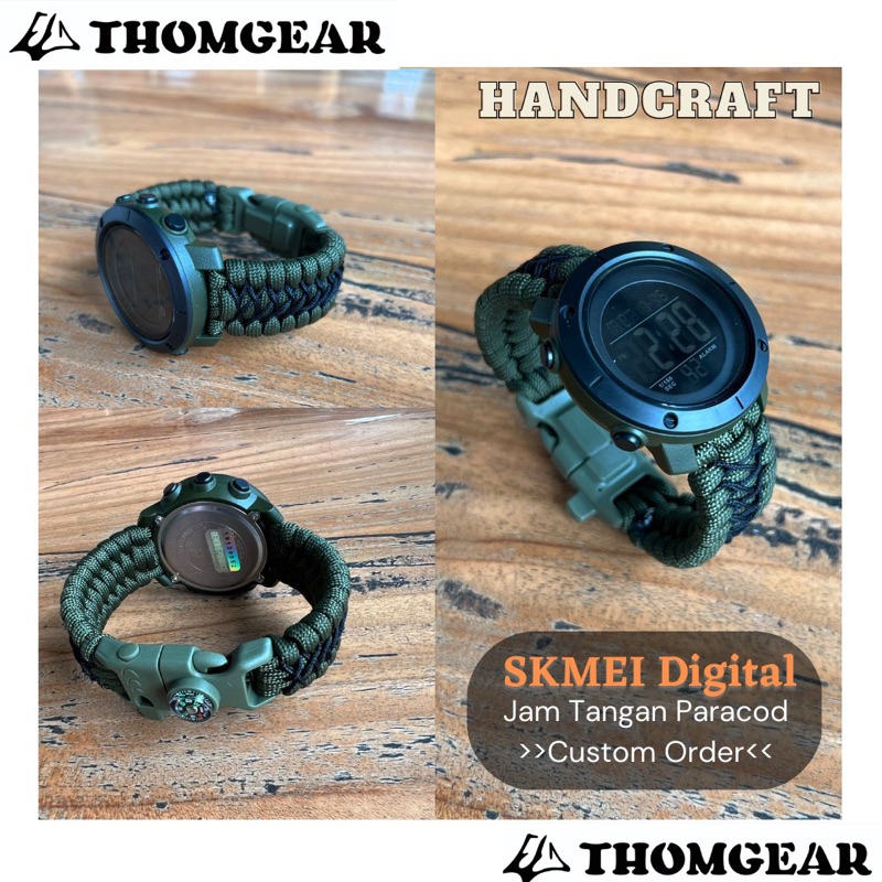 Jam Tangan Pria Skmei Digital DG 1434 Custom Strap Paracord Trilobite Stitch Buckle Tactical Survival Watch Thomgear Paiton Probolinggo