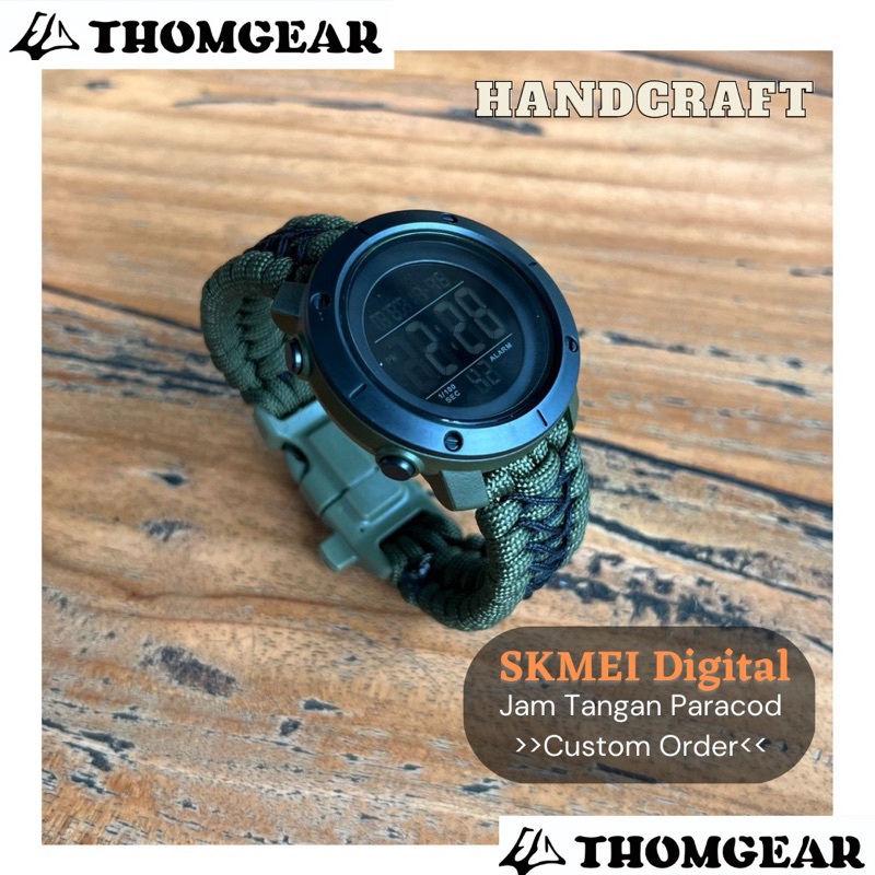 Jam Tangan Pria Skmei Digital DG 1434 Custom Strap Paracord Trilobite Stitch Buckle Tactical Survival Watch Thomgear Paiton Probolinggo