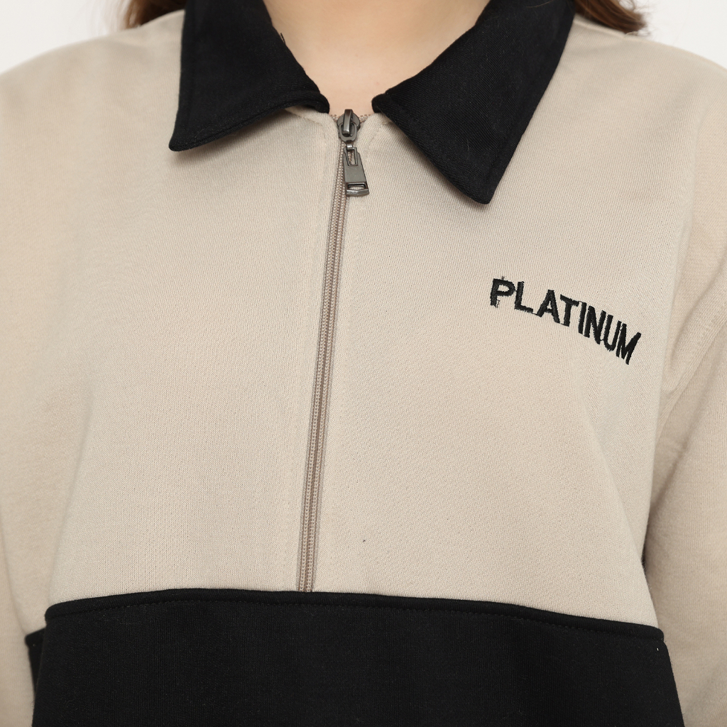 PLATINUM WORLD Sweatshirt Crewneck HALF ZIPP Rugby Pria - Wanita