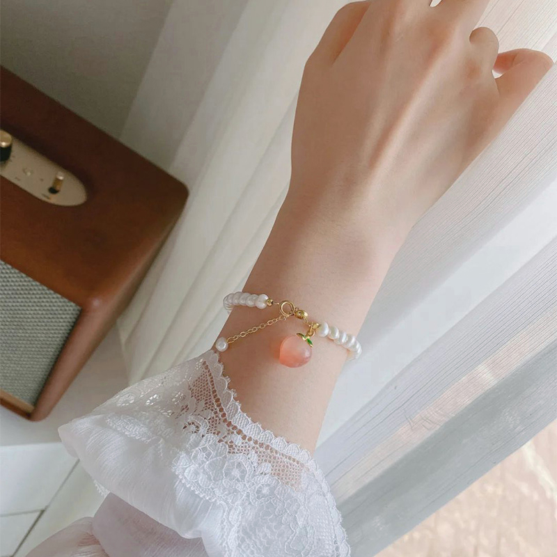 COD❤️Gelang Mutiara Persik Pelajar Wanita Niche Design Sisters Couple Best Friends Gelang-A.one