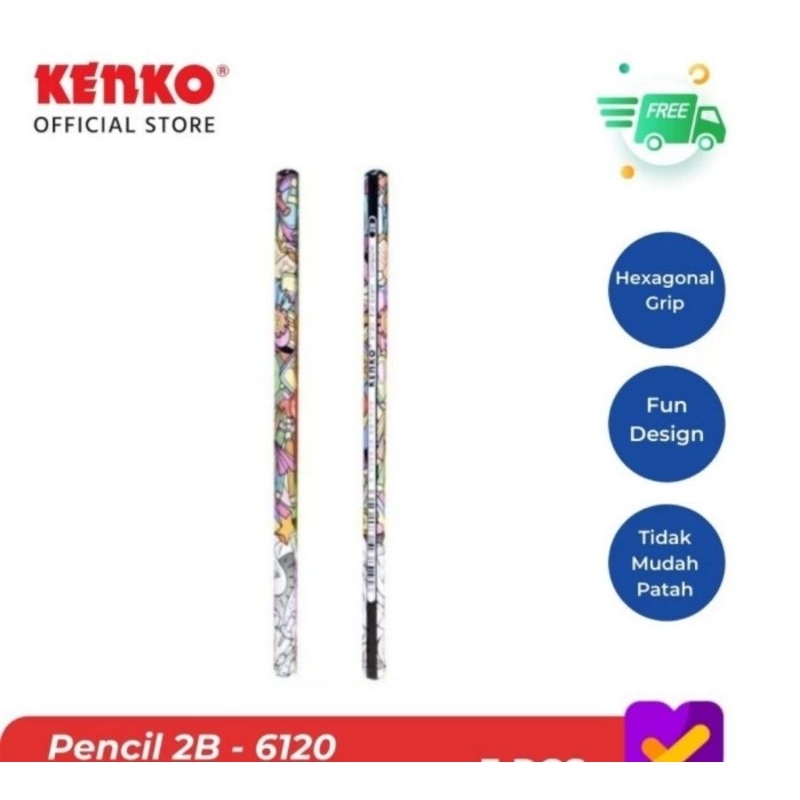 

KENKO PENCIL / PENSIL 2B / PENSIL TULIS / PENSIL UJIAN / 2B 6120 Doodle Hexagonal 1 lusin