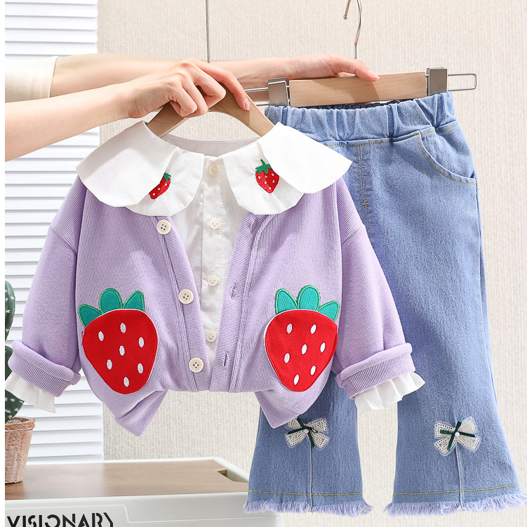 Setelan Anak Perempuan Import Baju Anak Cewek Set 3in1 CARLA