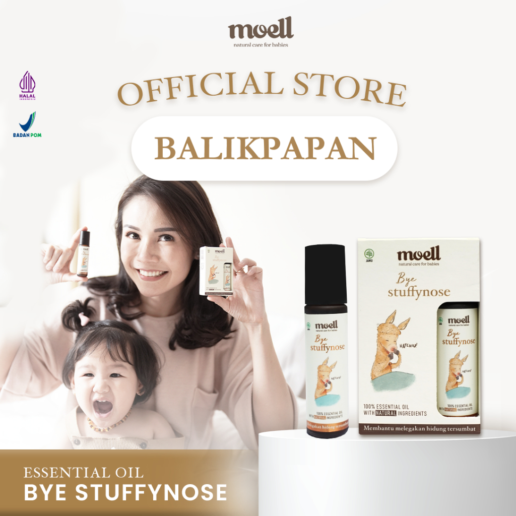 Moell Bye Stuffynose Natural Essential Oil Balikpapan / Melegakan Batuk Pilek &amp; Hidung Tersumbat / BPOM