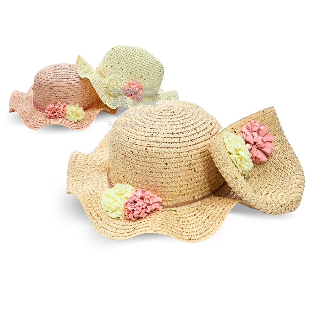 Topi Rajut Anak 2 Bunga Bulat + Tas