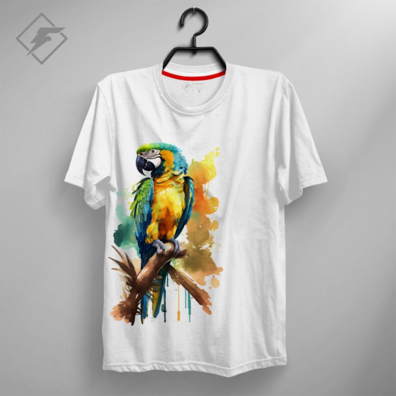 Kaos macaw blue and gold paint