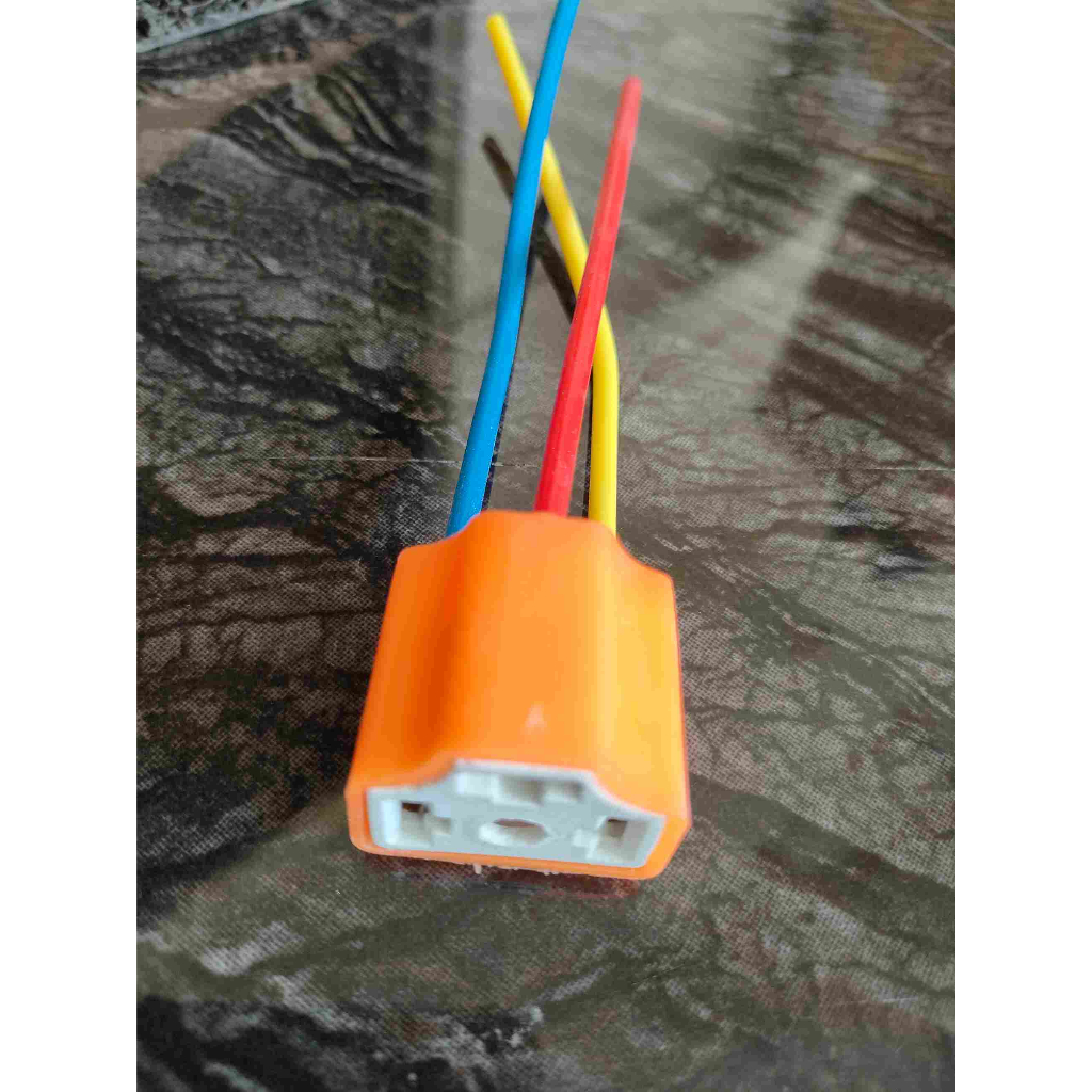 Socket Relay Ceramik Soket Relai Keramik Kaki 3 H4 + Kabel 10 cm